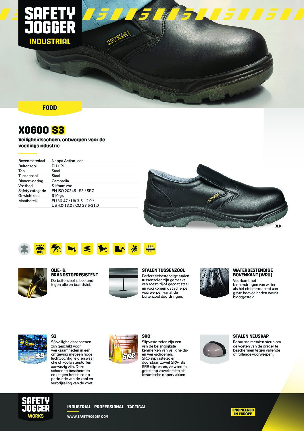 Chaussure de sécurité cuisine Safety Jogger X0600 S3 SRC pas cher